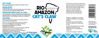Rio Amazon Cat’s Claw Bark 500mg Veg Capsules