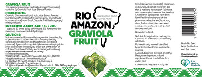 Rio Amazon Graviola (Soursop) Fruit 500mg - 60 Capsules