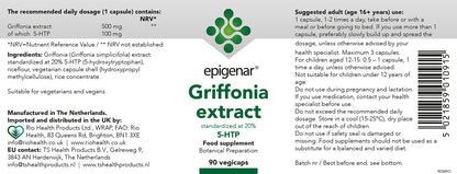 Epigenar Griffonia Extract 5-HTP 100mg 90 Veg Capsules