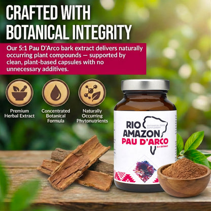 Rio Amazon Pau d’Arco Bark 5:1 Extract 500mg Veg Capsules