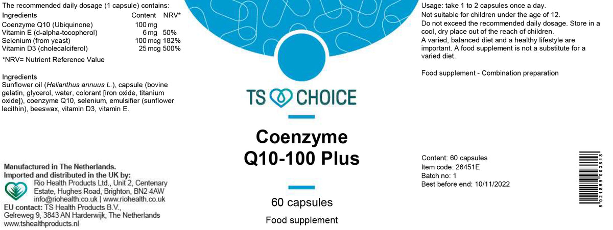 TS Choice Co-Enzyme Q10 100 Plus - 60 Softgels