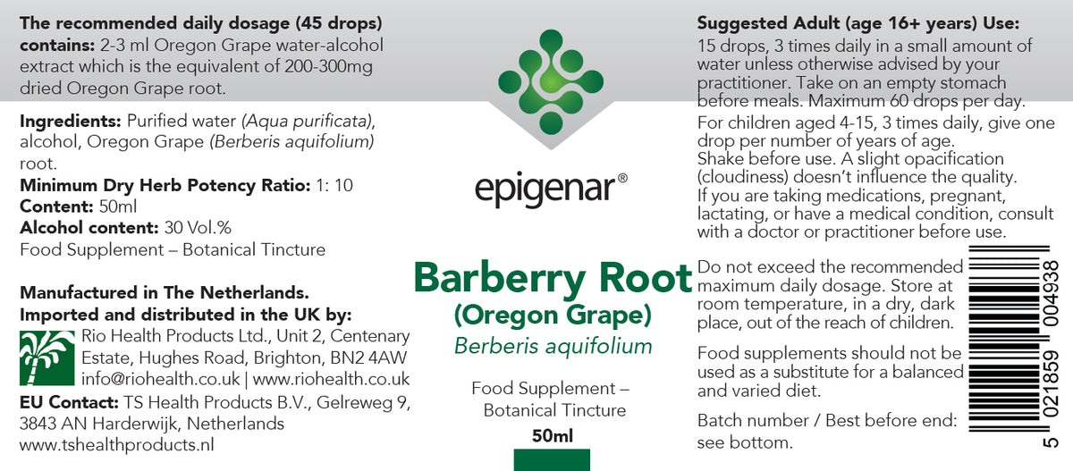 Epigenar Barberry Root (Oregon Grape) Tincture - 50ml