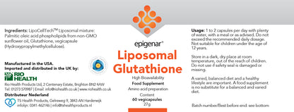 Epigenar Liposomal Glutathione - 60 Veg Capsules (BBE: 31/12/2026)